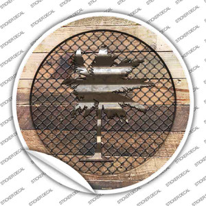 Palm Tree on Wood Wholesale Novelty Circle Sticker Decal
