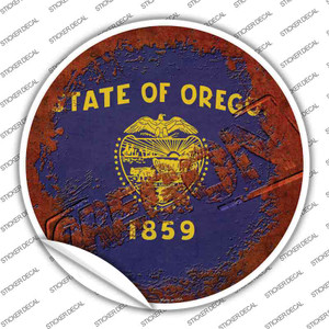 Oregon Rusty Stamped Wholesale Novelty Circle Sticker Decal