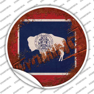 Wyoming Rusty Stamped Wholesale Novelty Circle Sticker Decal