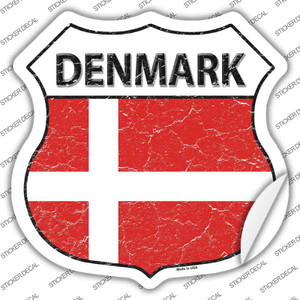 Denmark Flag Wholesale Novelty Highway Shield Sticker Decal