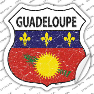 Guadeloupe Flag Wholesale Novelty Highway Shield Sticker Decal