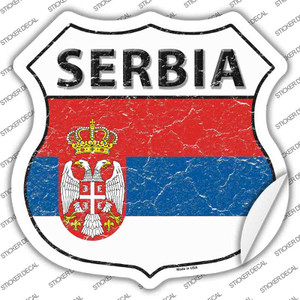 Serbia Flag Wholesale Novelty Highway Shield Sticker Decal