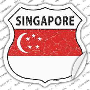 Singapore Flag Wholesale Novelty Highway Shield Sticker Decal