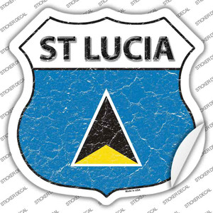 St Lucia Flag Wholesale Novelty Highway Shield Sticker Decal