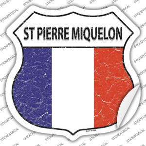 St Pierre Miquelon Flag Wholesale Novelty Highway Shield Sticker Decal