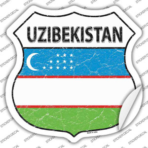 Uzbekistan Flag Wholesale Novelty Highway Shield Sticker Decal