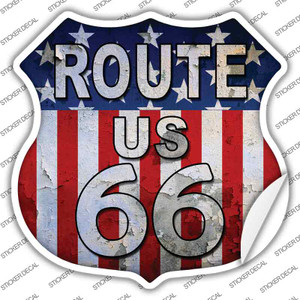 Route 66 Vertical American Flag Wholesale Novelty Highway Shield Sticker Decal