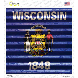Wisconsin Flag Corrugated Effect Wholesale Novelty Square Sticker Decal