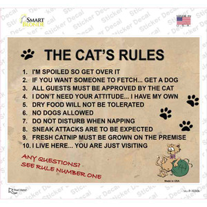 The Cats Rules Wholesale Novelty Rectangle Sticker Decal