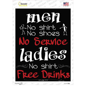 Men No Service Ladies Free Drinks Wholesale Novelty Rectangle Sticker Decal