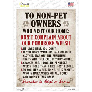 Non-Pet Owners Pembroke Welsh Wholesale Novelty Rectangle Sticker Decal