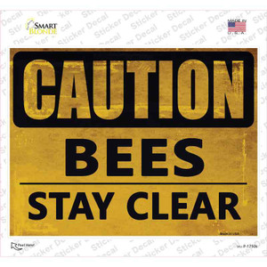 Caution Bees Stay Clear Wholesale Novelty Rectangle Sticker Decal