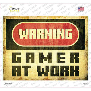 Warning Gamer at Work Wholesale Novelty Rectangle Sticker Decal