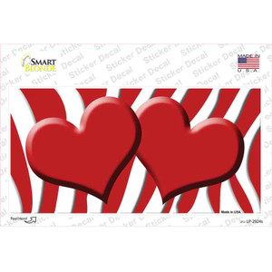 Red White Zebra Red Centered Hearts Wholesale Novelty Sticker Decal