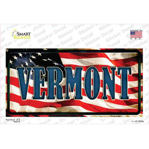 Vermont on American Flag Wholesale Novelty Sticker Decal