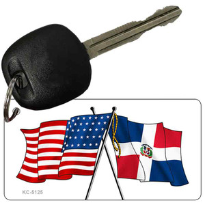 Dominican Republic USA Crossed Flags Wholesale Novelty Key Chain