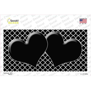 Black White Quatrefoil Black Center Hearts Wholesale Novelty Sticker Decal