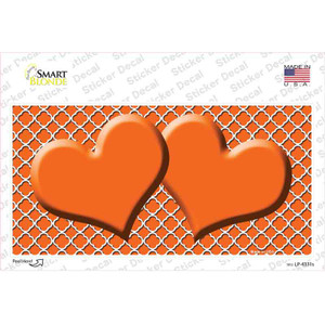 Orange White Quatrefoil Orange Center Hearts Wholesale Novelty Sticker Decal