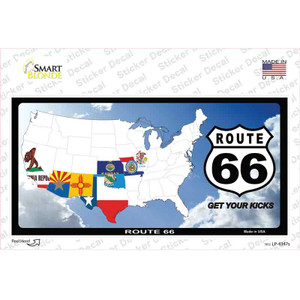 Route 66 8 Flags Clouds Wholesale Novelty Sticker Decal