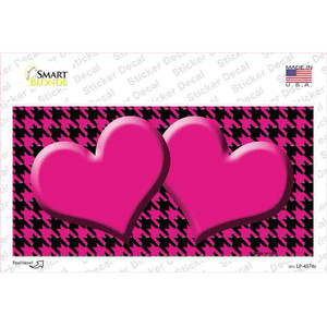 Pink Black Houndstooth Pink Center Hearts Wholesale Novelty Sticker Decal