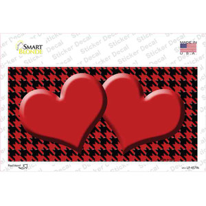 Red Black Houndstooth Red Center Hearts Wholesale Novelty Sticker Decal