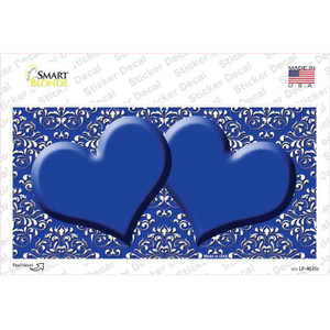 Blue White Damask Center Hearts Wholesale Novelty Sticker Decal