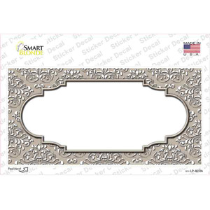 Tan White Damask Center Scalloped Wholesale Novelty Sticker Decal