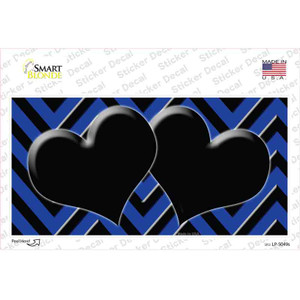 Blue Black Chevon Hearts Wholesale Novelty Sticker Decal