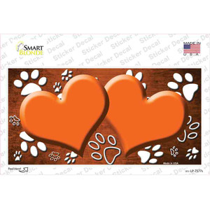 Paw Heart Orange White Wholesale Novelty Sticker Decal