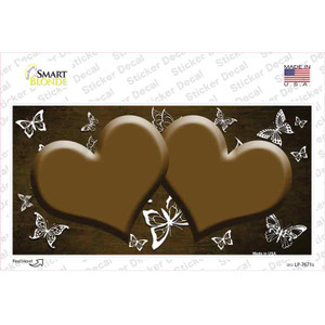 Brown White Hearts Butterfly Oil Rubbed Wholesale Novelty Sticker Decal