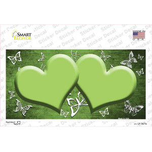 Lime Green White Hearts Butterfly Oil Rubbed Wholesale Novelty Sticker Decal