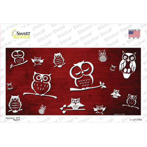 Red White Owl Oil Rubbed Wholesale Novelty Sticker Decal