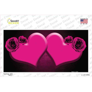 Hearts Over Roses In Pink Wholesale Novelty Sticker Decal