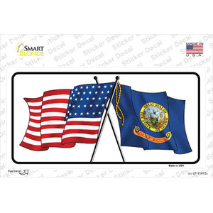 Idaho Crossed US Flag Wholesale Novelty Sticker Decal