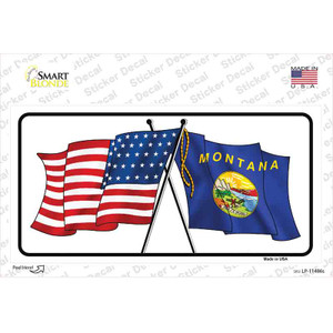 Montana Crossed US Flag Wholesale Novelty Sticker Decal