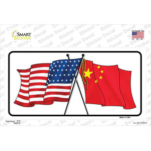 China Crossed US Flag Wholesale Novelty Sticker Decal