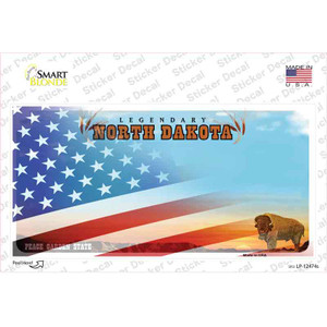 North Dakota Half American Flag Wholesale Novelty Sticker Decal