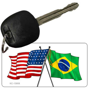 Brazil USA Crossed Flags Wholesale Novelty Metal Key Chain