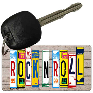 Rock N Roll Wood License Plate Art Wholesale Novelty Key Chain