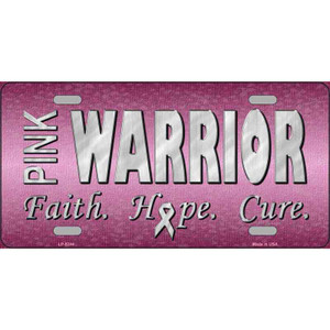 Pink Warrior Novelty Wholesale Metal License Plate