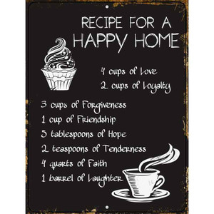 Recipe For Happy Home Wholesale Metal Novelty Parking Sign