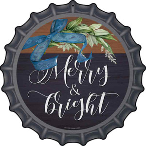 Merry And Bright Bow Wreath Wholesale Novelty Metal Bottle Cap Sign