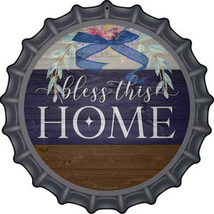 Bless This Home Bow Wreath Wholesale Novelty Metal Bottle Cap Sign