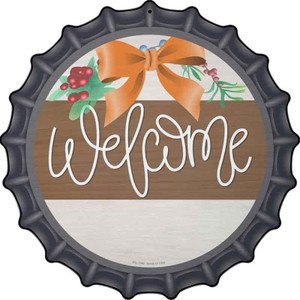 Welcome Bow Wreath Wholesale Novelty Metal Bottle Cap Sign