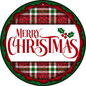 Merry Christmas Red and Green Wholesale Novelty Metal Circle Sign