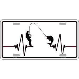Fishing Heart Beat Wholesale Novelty Metal License Plate Tag