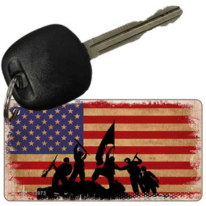 Grunge American Flag with Soldiers Wholesale Novelty Metal Key Chain