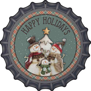 Happy Holidays Snowman Wholesale Novelty Metal Bottle Cap Sign