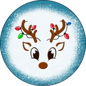Blue Reindeer Face Wholesale Novelty Metal Circle Sign