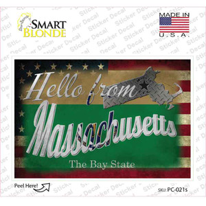 Hello From Massachusetts Wholesale Novelty Postcard Sticker Decals